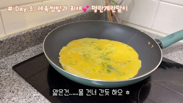 자취Vlog, 자취요리, 요리브이로그, ?괄도네넴띤과 삼겹살, 팔도비빔면, ?제육쌈밥, 명란계란말이, 갈매기살과 돼지껍데기?, 뚜레쥬르 피자빵?, 함박스테이크, 파 다듬기