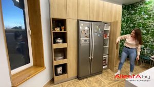 Кухня с островом в частный дом . ЛДСП. Кухня под дерево. Остров на кухне