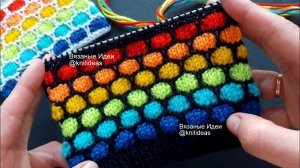 Вязание из остатков пряжи!  Узор "Радужные шарики" спицами!