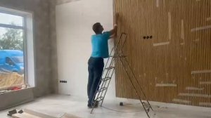 Отделка ТВ зоны в частном доме, модульными панелями!
