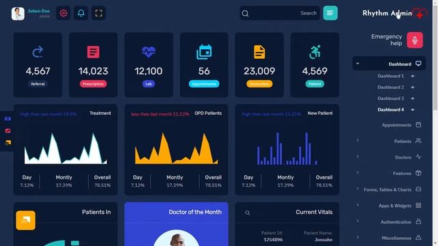 Medical Dashboard Web App Bootstrap 5 Admin Template with RTL Dark Theme смотреть онлайн