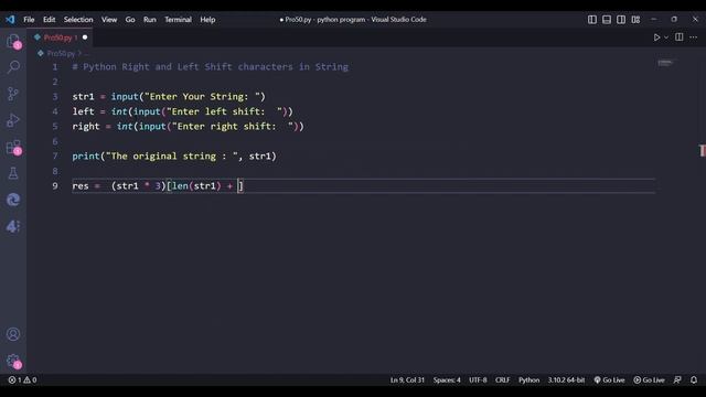 Python Right and Left Shift  characters in String. #python #newvideo #coding