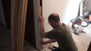 Bathroom entry door frame installation. Установка рамы для двери