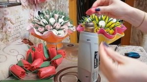 Тюльпаны из остатков изолона