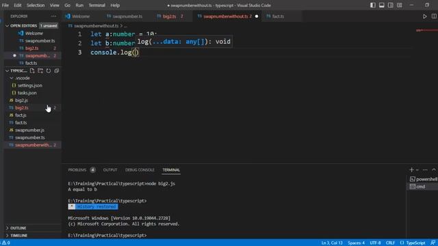 HOW TO SWAP TWO NUMBER WITHOUT USING THIRD VARIABLE | Typescript  Example | Tamil Software