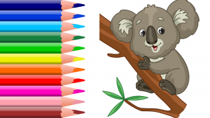 Показываю как нарисовала забавную коалу. Рисунок маркерами и акриловыми карандашами.