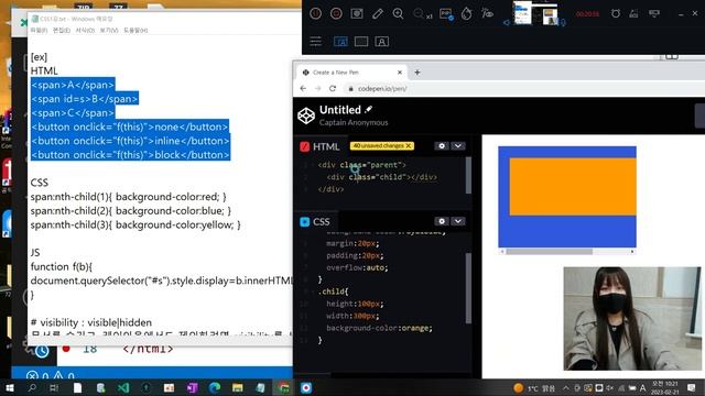 #신사임당 76기 21강 CSS+JAVASCRIPT display  visibility  classList