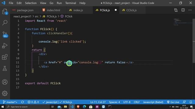 11.Event Handling in React JS | Binding Event Handlers| React Tutorial in hindi 2020