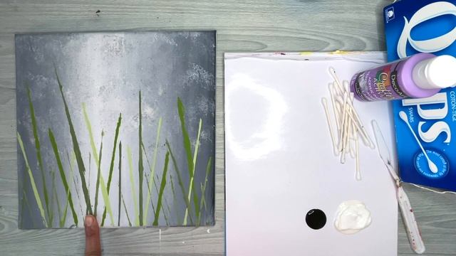How To Paint Lavender Flowers with Q-Tips! | Beginner Acrylic Painting Step by Step Tutorial смотреть онлайн