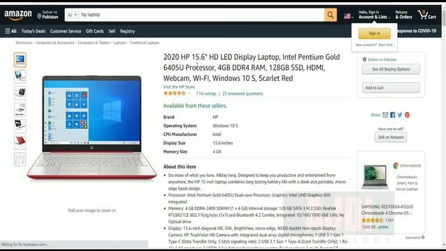 Laptop HP Intel Pentium Gold 6405U 15.6" HD LED