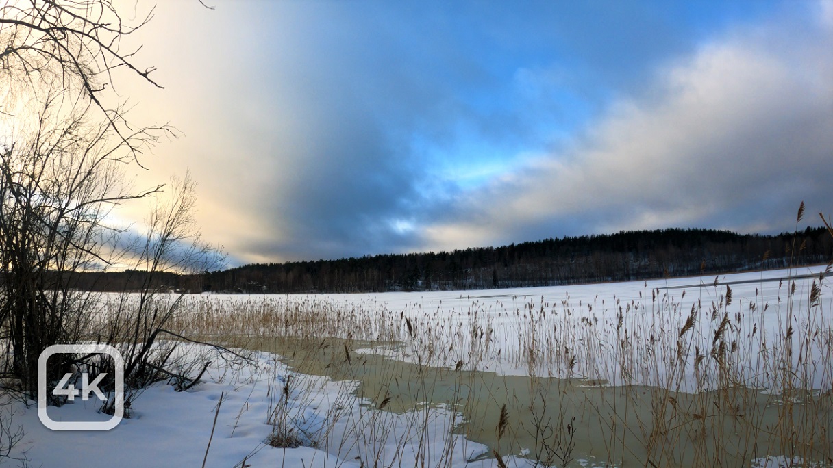 Зимняя прогулка вдоль озера [4K] / Winter walk along the lake