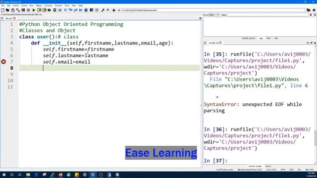 Python Tutorial OOP-1: Class and objects by Ease learning