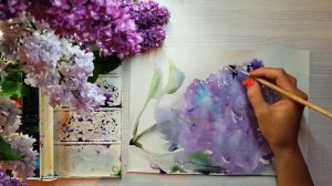 10  Сирень  Рисование в технике По мокрому акварель