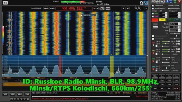 29.09.2023 08:04UTC, [Tropo], Русское Радио  Минск, Белоруссия, 98.9МГц, 660км