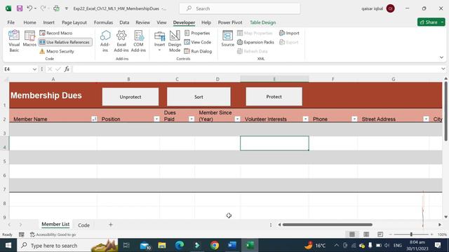 Exp19_Excel_Ch12_ML1_Sorority_Dues | Exp22 ML1 Sorority Dues | Ch12 Sorority Dues |@PearsonSolution