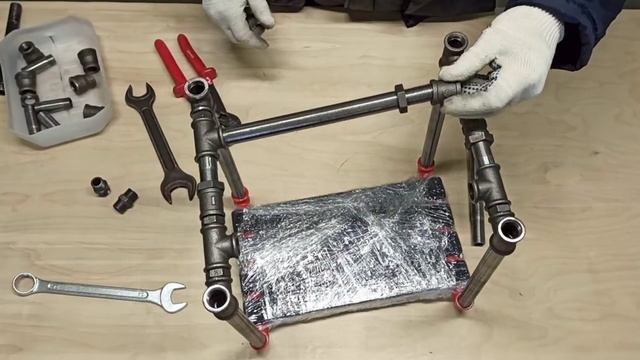 Банкетка в прихожую своими руками в стиле лофт. Мебель из труб DIY сделай сам! смотреть онлайн