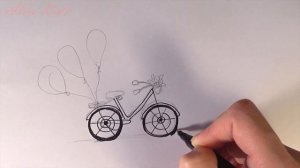 Как нарисовать велосипед с воздушными шарами / How to draw a Bicycle with balloons