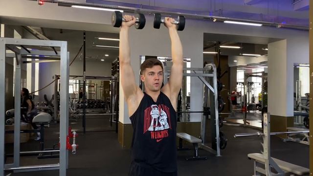 Жим гантелей стоя - техника выполнения смотреть онлайн