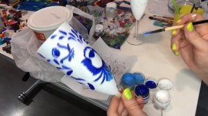 РОСПИСЬ посуды акрилом в стиле ГЖЕЛЬ. Творчество. Арт. Мастер-класс по живописи. Ольга Чепишко