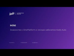 MINI. Знакомство с OnePlatform и личным кабинетом Kodix Auto