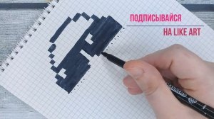 Большие прикольные рисунки по клеточкам / Привидение в тёмных очках / Лайк АРТ