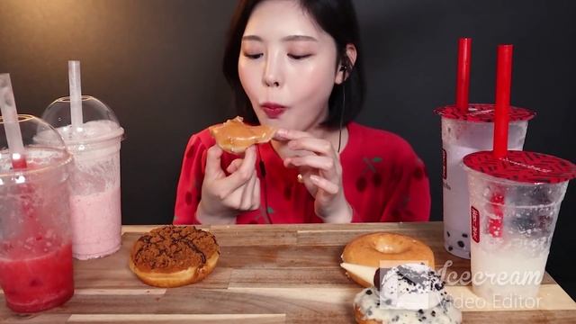 ASMR Donut bubbletea dessert_Eat with Boki