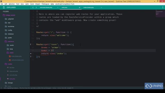 Belajar laravel 5.4 untuk pemula - Routing смотреть онлайн