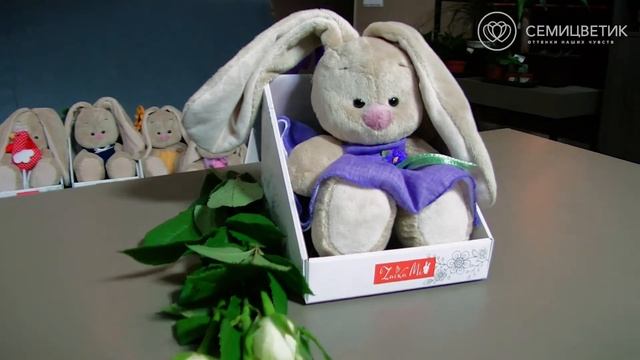 Зайка Ми в фиолетовом платье с цветочком малыш 15 см