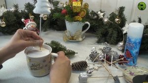 Новогодняя композиция в кружке. Поделки Лесовичка - Выпуск №44