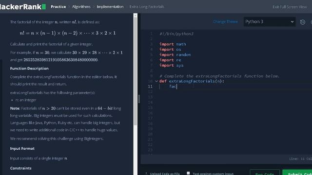 41 - Extra Long Factorials | Implementation | Hackerrank Solution | Python