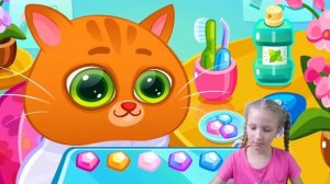 Диана играет в котенка водит к доктору и в кошачий салон красоты