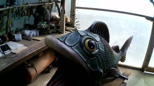 Скульптура рыбы из арт бетона