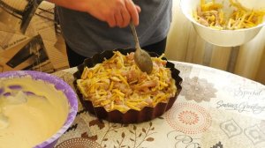 Заливной пирог с курицей и картошкой.
