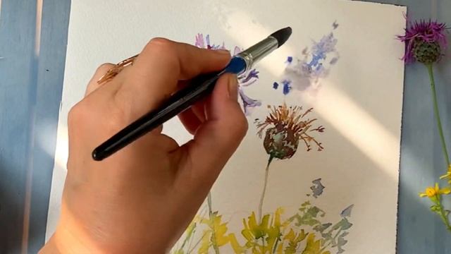 Как просто нарисовать полевые цветы. Акварель для начинающих