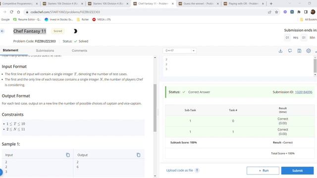 Chef Fantasy 11 codechef solution in C++ смотреть онлайн