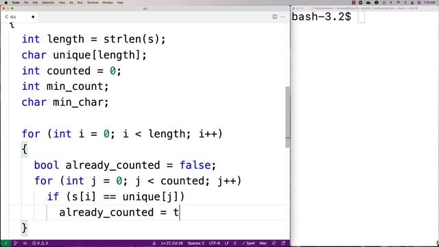 Find The Minimum Occurring Character In A String | C Programming Example смотреть онлайн