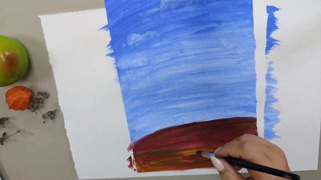 Малюнок з дитиною. Осінь дерево "Барви осені" фарба гуаш. смотреть онлайн