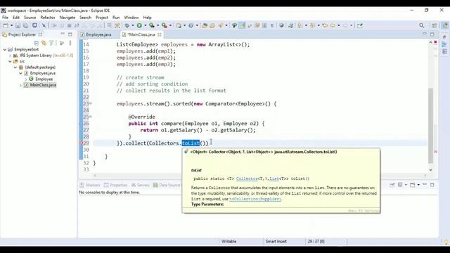 Sort List using streams and lambda expression in Java смотреть онлайн