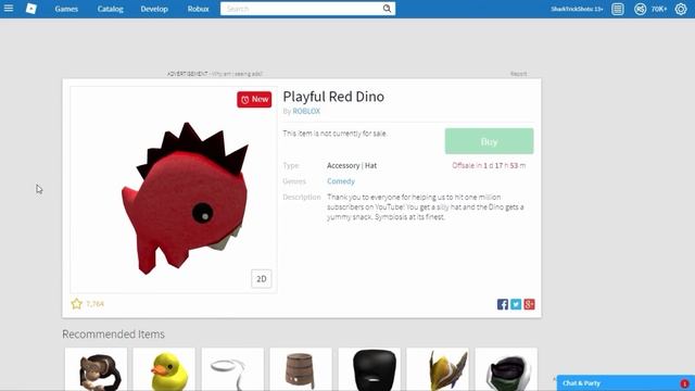 Get "Playful Red Dino" Hat For Free! (ROBLOX Promocode) смотреть онлайн