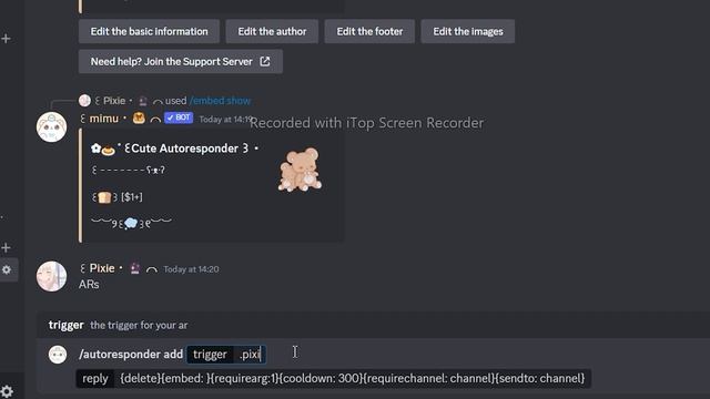 CUTE MIMU AUTORESPONDER IDEAS WITH SLASH COMMANDS | DISCORD TUTORIAL | 2023 ˚ ༘♡ ⋆｡˚