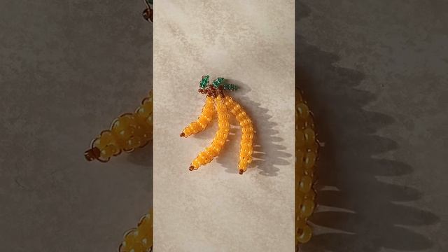 Банан из бисера, фрукты из бисера, бисероплетение, Beaded banana, bead fruit, beading