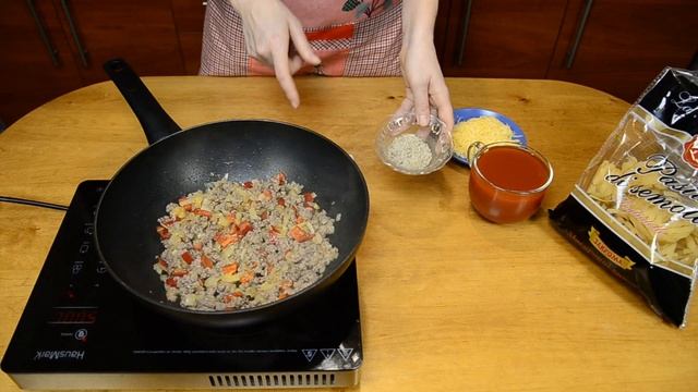 Макароны на сковороде Гнезда Макароны по флотски с фаршем