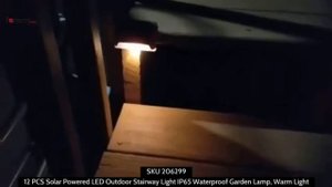 12 PCS Solar Powered LED Outdoor Stairway Light IP65 Waterproof Garden Lamp, Warm White Light