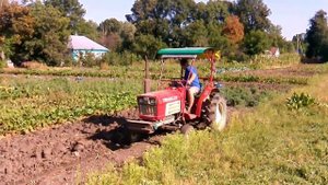 Японский минитрактор янмар Yanmar с грохотной копалкой