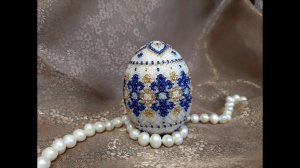 МК "Пасхальное яйцо". Сетка 3х3 с орнаментом. Плетение центрального пояса по схеме.