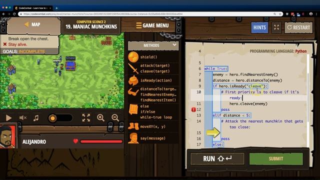 CodeCombat Level 19 Python Computer Science 2 Tutorial with Answers