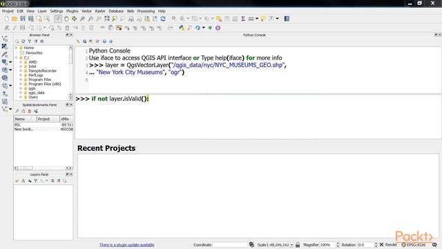 Automated Data Processing with PyQGIS : Loading a Vector Layer from a File Sample | packtpub.com смотреть онлайн
