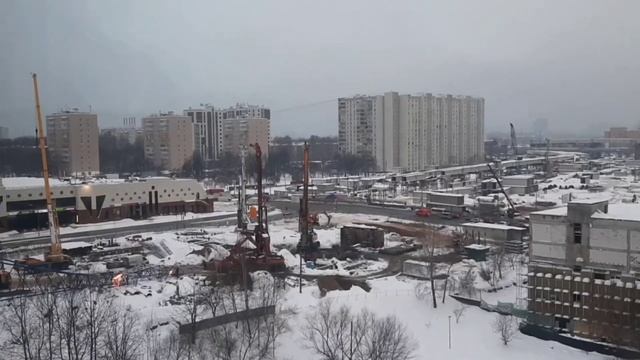 27 января 2022г. Продолжается строительство. Демонтаж опор ЛЭП. Юго-Восточная хорда. Южная Рокада. смотреть онлайн