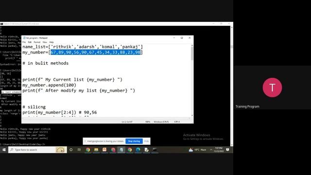3 Python in Hindi for beginner | Lists in python | Lists methods | List access