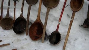 Ложка, черпак, ковш деревянный огромный, старинные ложки из капа, сувели